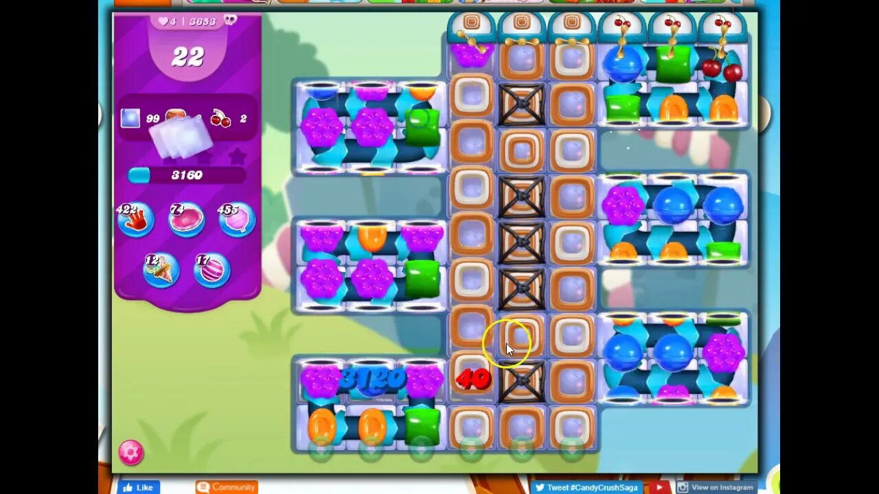 Candy Crush Level 3653 Talkthrough, 23 Moves 0 Boosters