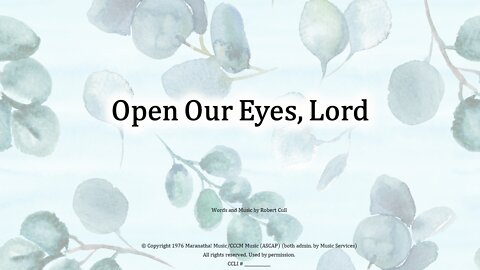 Open Our Eyes Lord and May 8 Prayer Time