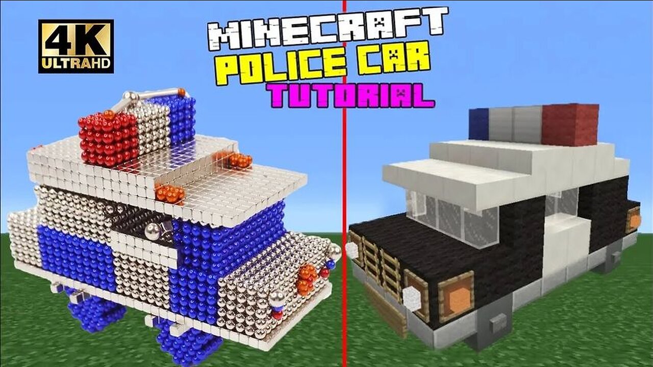 Minecraft in Real Life, How to Make Police Car with Magnetic Balls (ASMR) ｜ Magnet World 4k