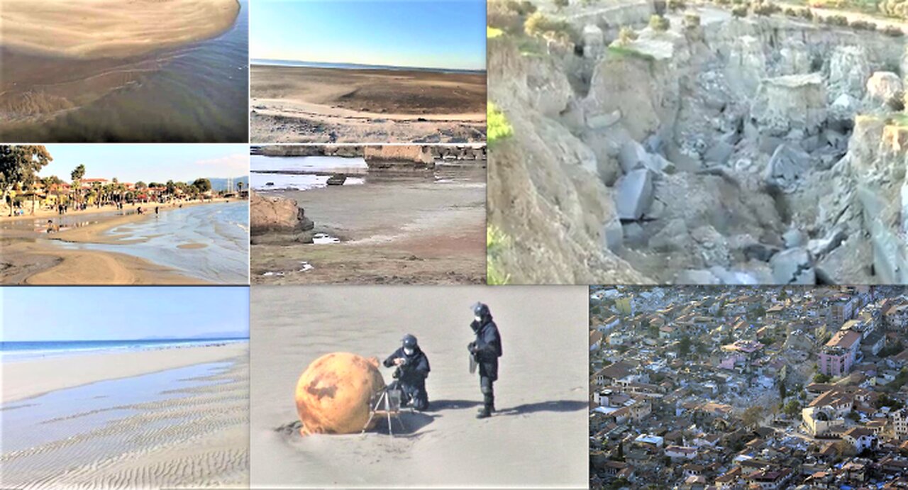 MEDITTERANEAN SEA RECEDING? ENORMOUS CRACKS OPEN IN EARTH? GIANT MYSTERIOUS BALL ON JAPANESE BEACH*