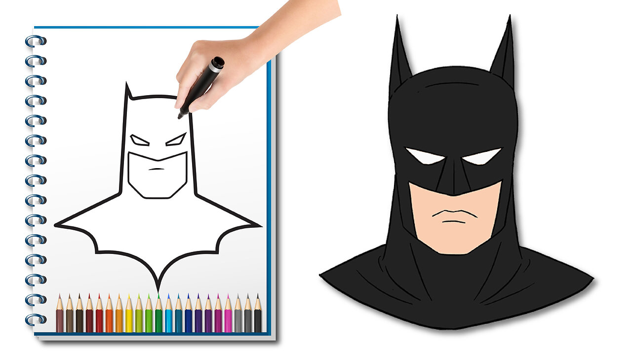 How to Draw Batman | Batman Cartoon Drawing | Batman Cartoon Coloring