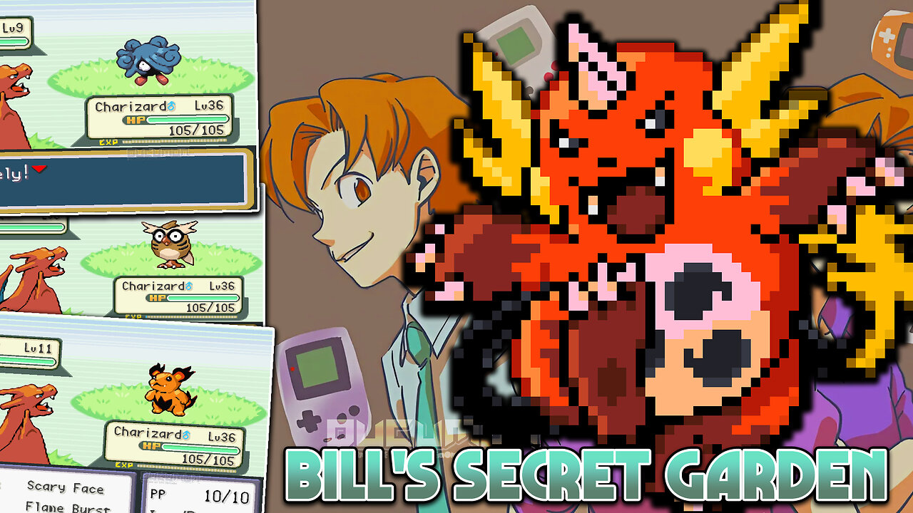 Pokemon Fire Red Bill's Secret Garden - GBA ROM Hack, Pokemon from GS Beta in Bill's Secret Garden