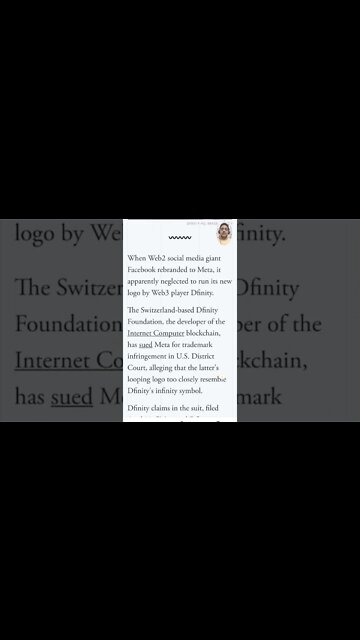 Ethereum Killer' Dfinity Slaps Facebook's Meta With Logo Lawsuit #cryptomash #ytshorts #cryptonews