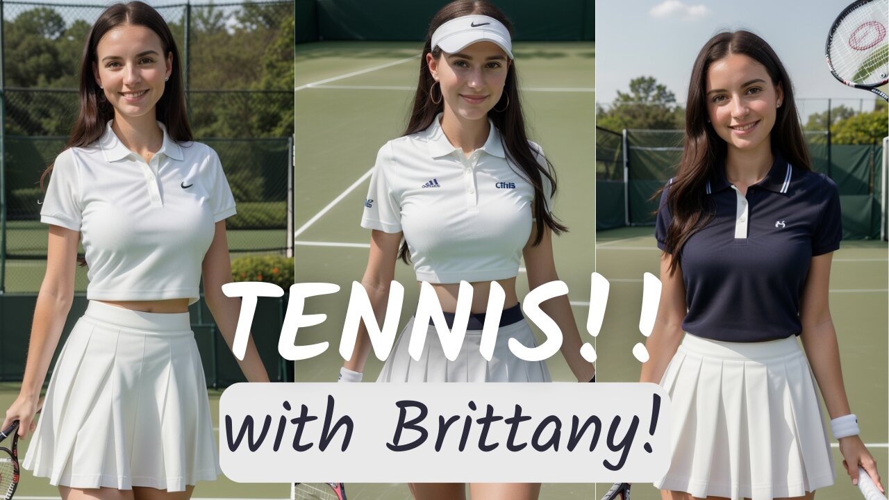 Game, Set, Seduction: Brittany's Allure in a Sexy Tennis Skirt