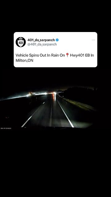 Car spins out in rain on highway 401