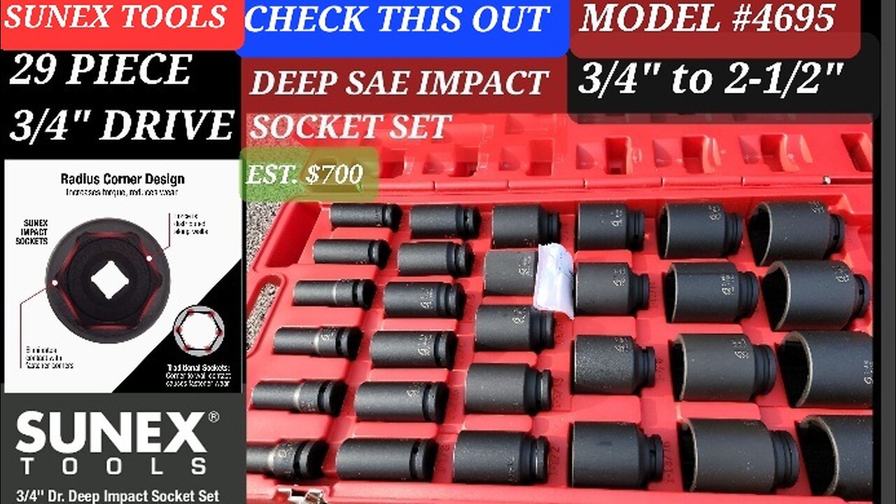 Sunex Tools 29 PC Deep SAE IMPACT socket set #4695