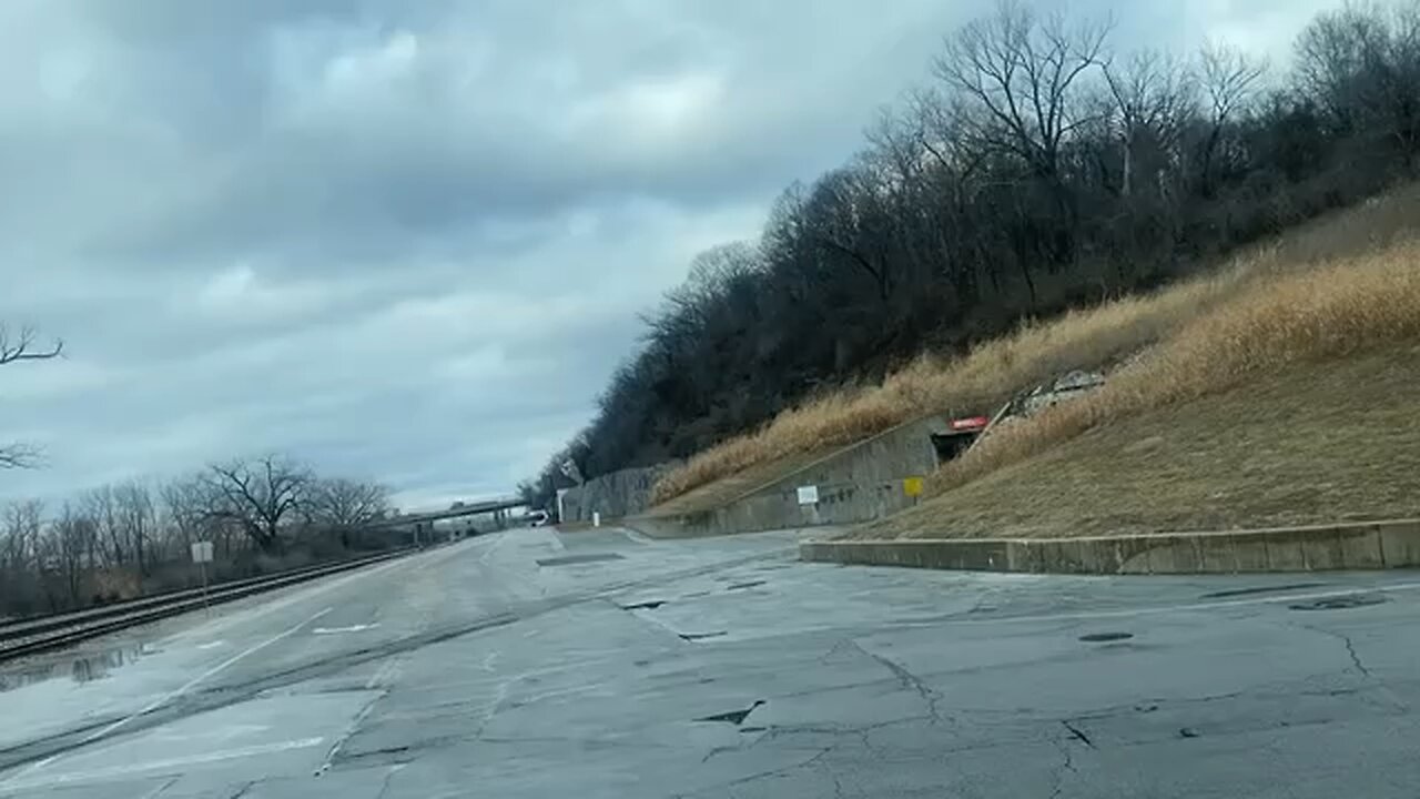 Underground “caves” in Kansas city. Trucker semi perspective.