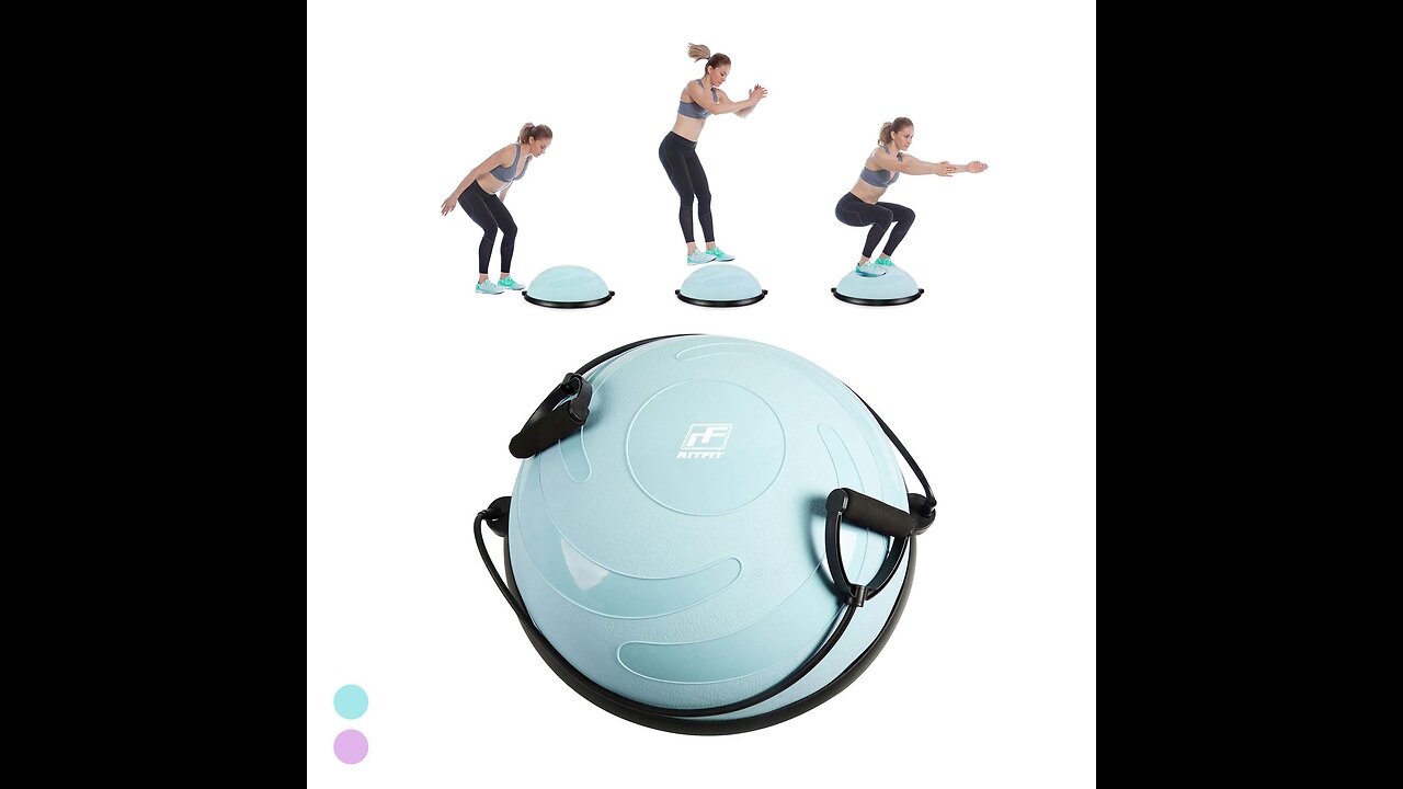 RitFit Balance Ball Trainer, 60 cm, Half Ball for Yoga,Fitness,Strength Exercise with Air Pump,...