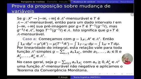 Teoria Ergódica: Transporte de medidas e medidas invariantes. Exemplos.