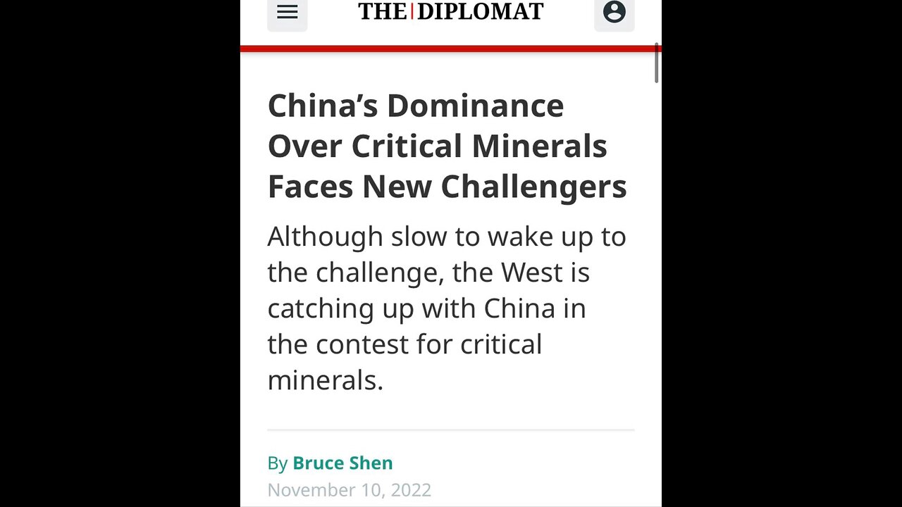 China controls the worlds access to minerals needed for batteries…