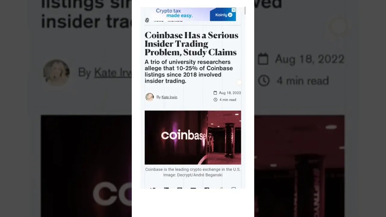 Coinbase Has a Serious Insider Trading Problem @CryptoCasey @AltcoinDaily & @BitBoyCrypto