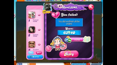 Candy Crush Level 3205 Talkthrough, 22 Moves 0 Boosters