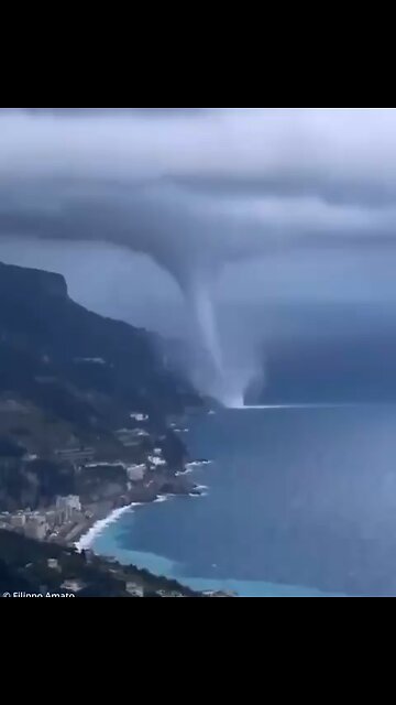 Incredible footage of the tornado that hit the Amalfi Coast in Italy today