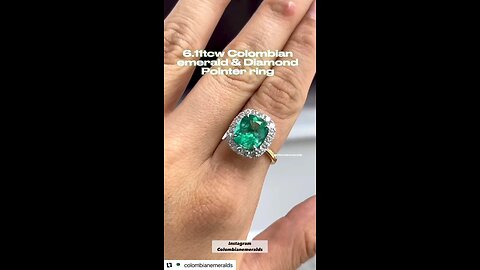 Hand made 6.11tcw cushion emerald and round diamond halo engagement ring two tone 18K gold