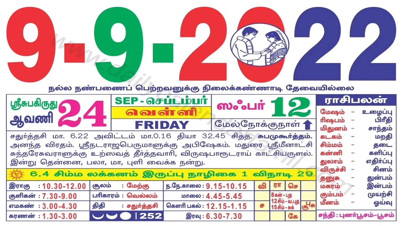 இன்றைய ராசிபலன் || 09|09|2022 வெள்ளிக்கிழமை