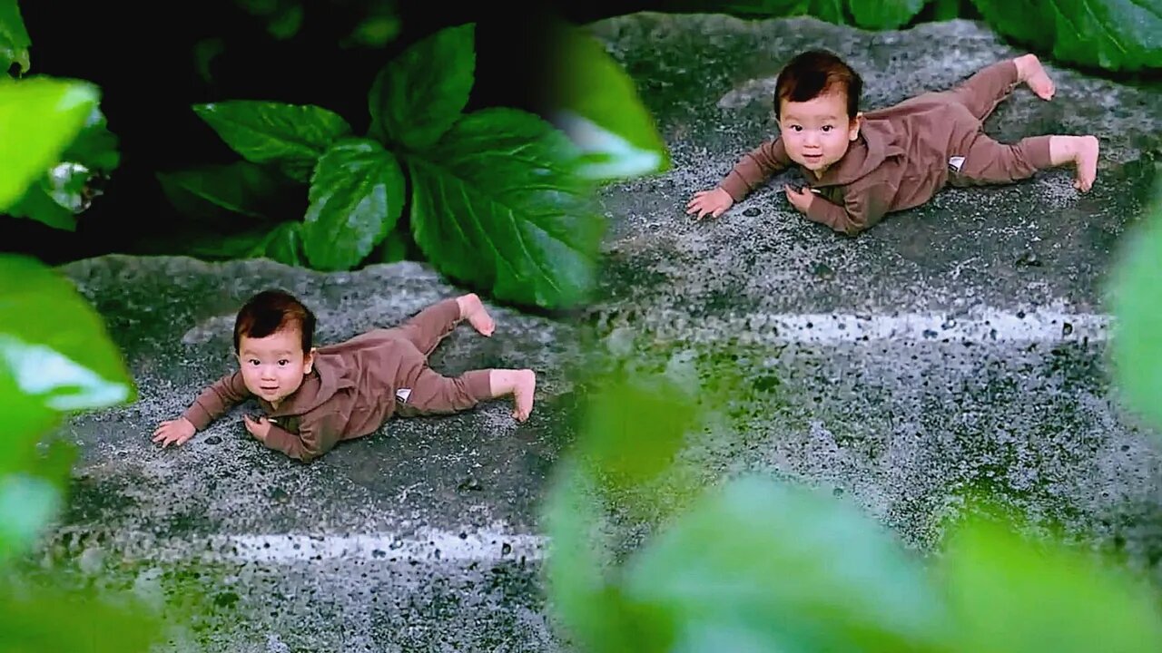 This baby crawls through the grass so fast