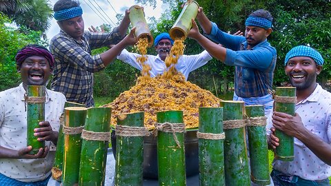 BAMBOO BIRYANI | Mutton Biryani Cooking in Bamboo | Steamed Bamboo Biryani Recipe Cooking in Village