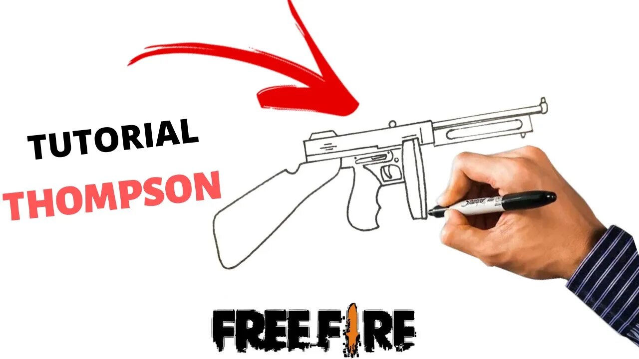 COMO DESENHAR A ARMA THOMPSON DO FREE FIRE