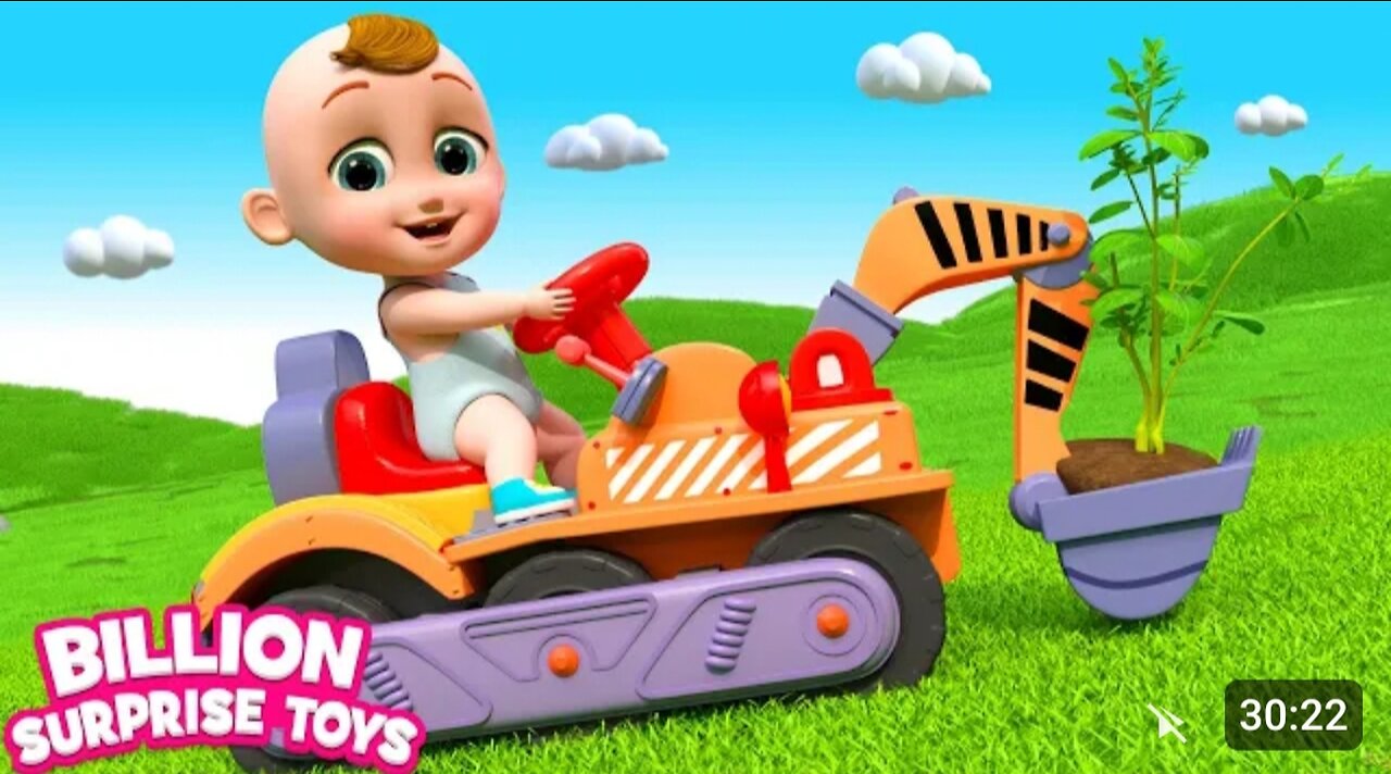 Baby’s playtime with the super excavator! Funny kids show