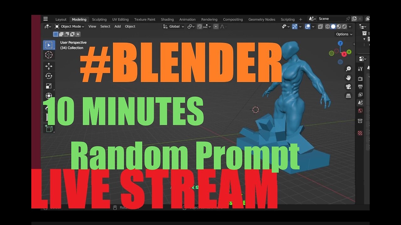 Blender 3d 10 Minutes + Random Prompt CHALLENGE ***LIVE***