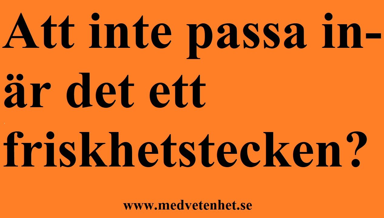 Försöka passa in eller vara glad att man inte gör det?