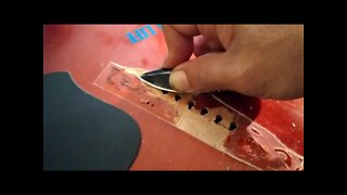 Repairing a broken acoustic guitar bridge with Piezo pick-up Part 6