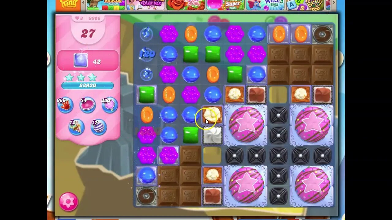 Candy Crush Level 3306 Talkthrough, 34 Moves 0 Boosters