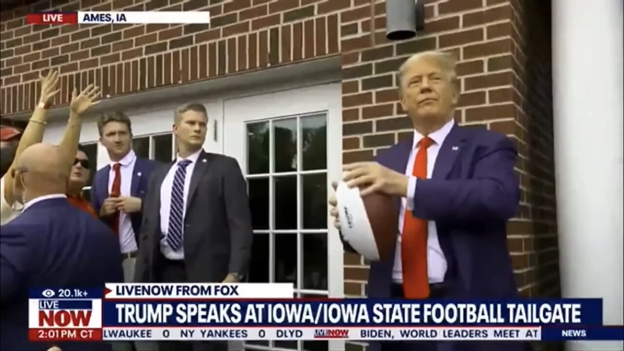 President Trump tailgates at Iowa/Iowa State football game W/ crowd