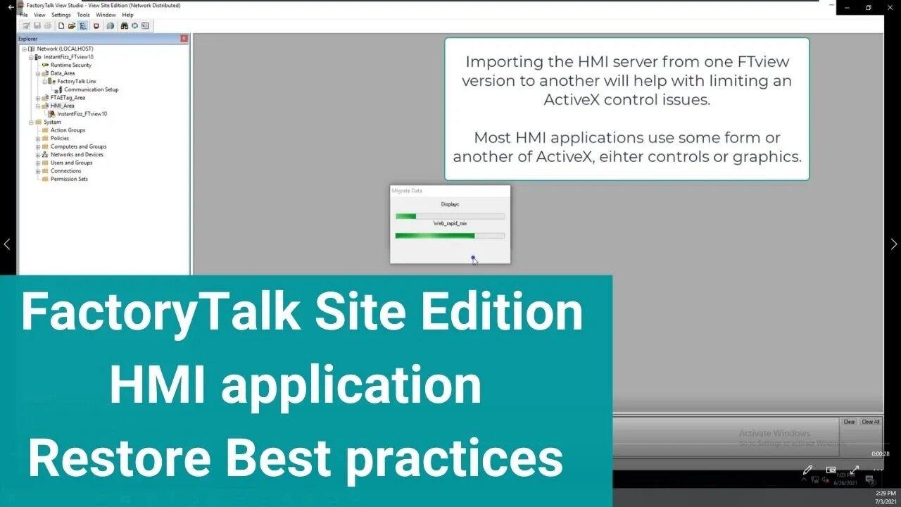 Restore a FactoryTalk View Studio Site Edition HMI Application | Best Practices