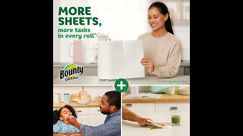 Bounty Quick Size Paper Towels, White, 8 Family Rolls = 20 Regular Rolls