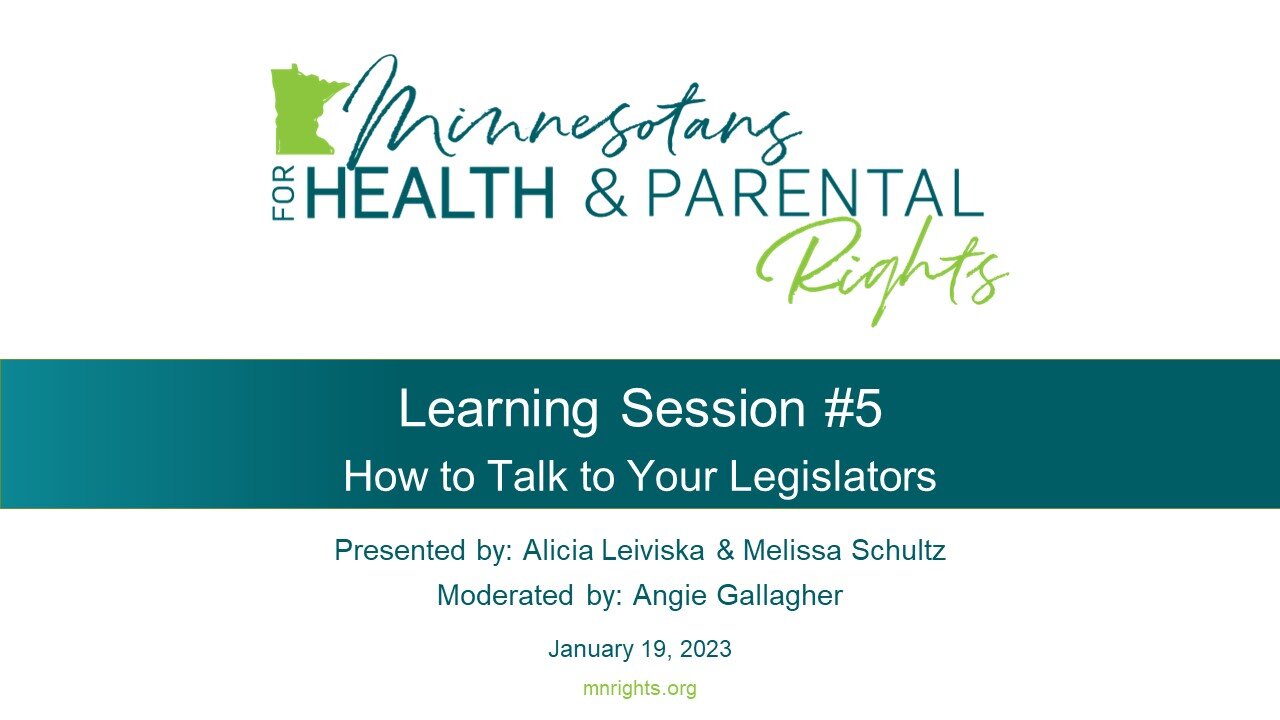 Learning Session #5 - How to Talk to Your Legislators