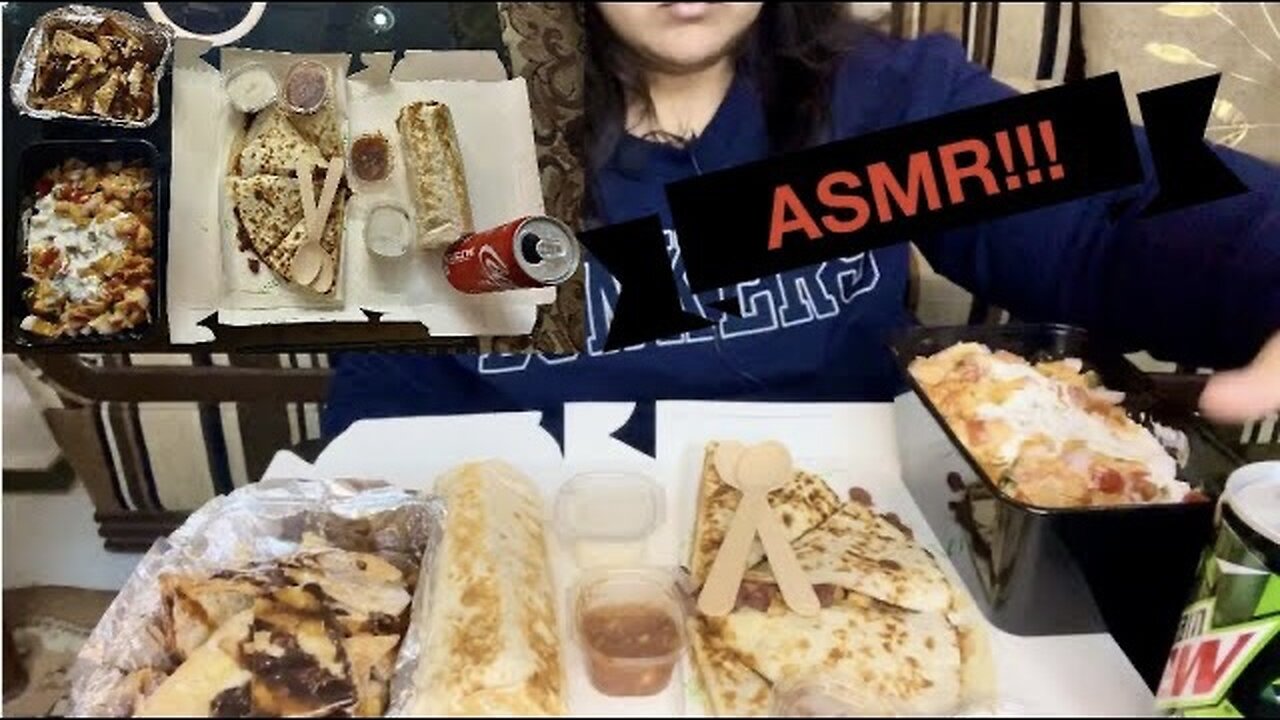 ASMR LOADED CHICKEN NACHOS, CHICKEN BURRITO, VEGGIE QUESADILLA | MUKBANG WITH GARLIC CREME FRAICHE .