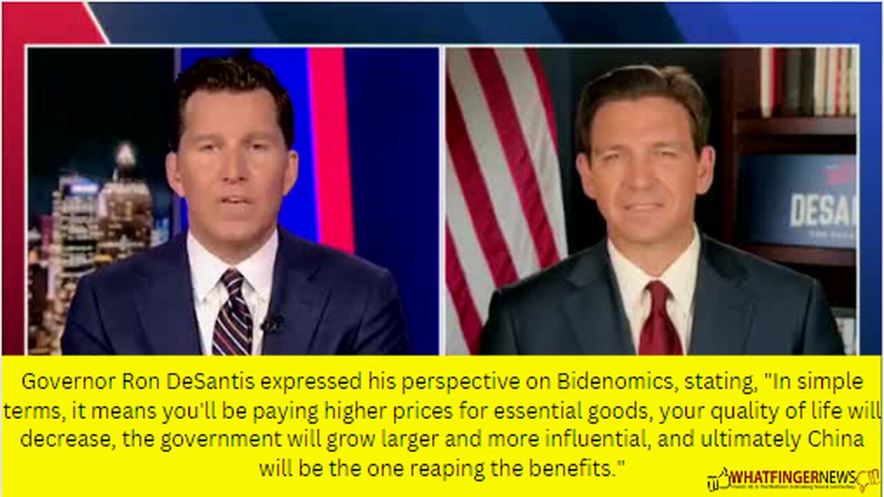 Governor Ron DeSantis expressed his perspective on Bidenomics, stating, In simple terms