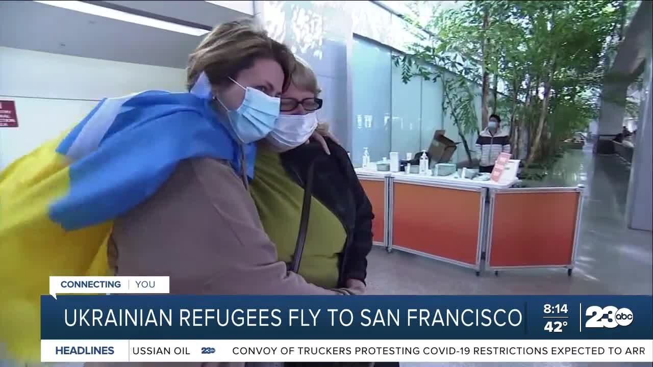 Ukrainian refugees fly to San Francisco