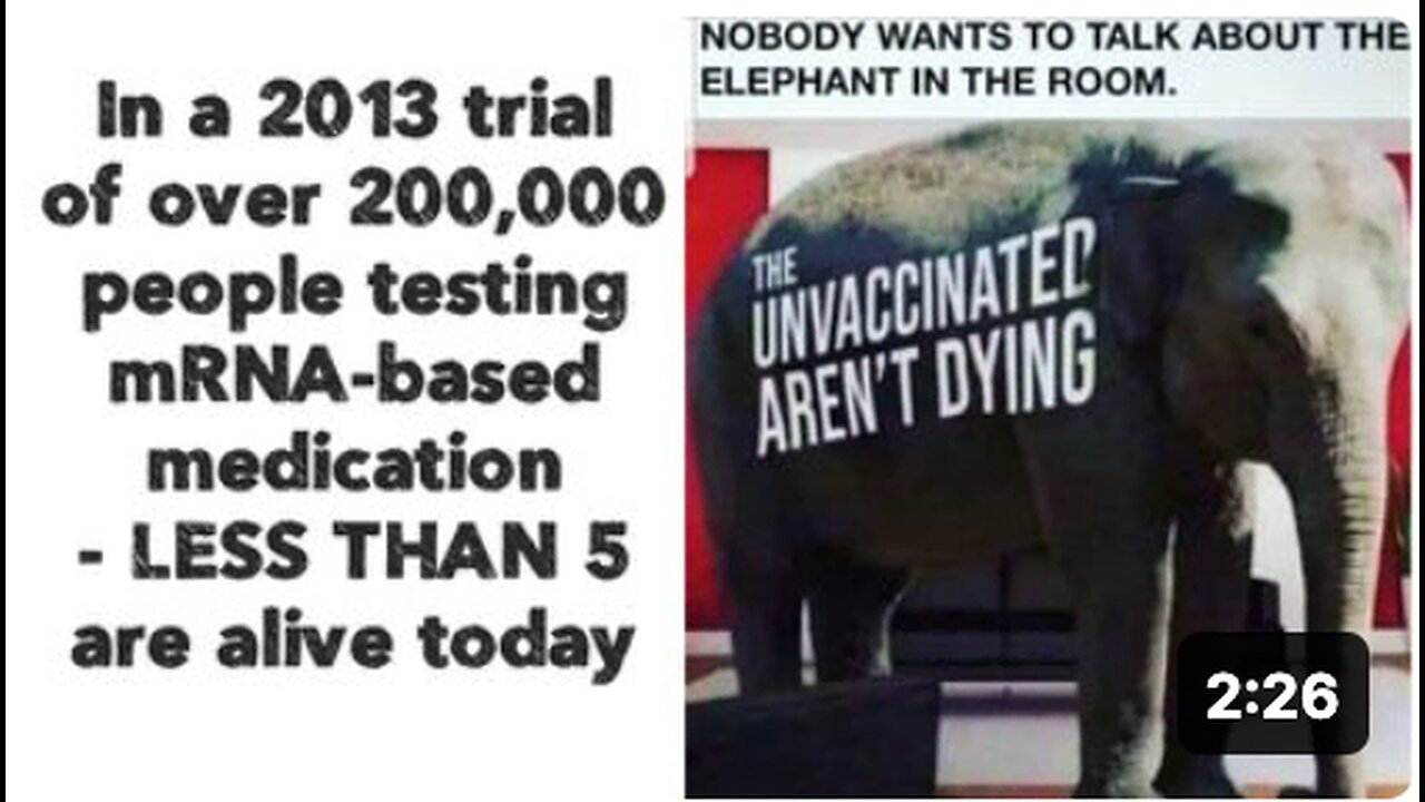 In a 2013 trial of over 200,000 people testing mRNA-based medication - LESS THAN 5 are alive today