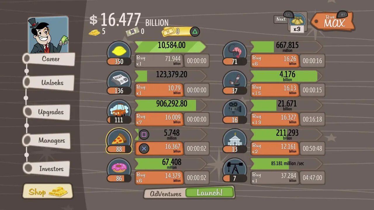 Adventure capitalist EP.4 MAKING BANK#PS5LiveAdVenture Capitalist