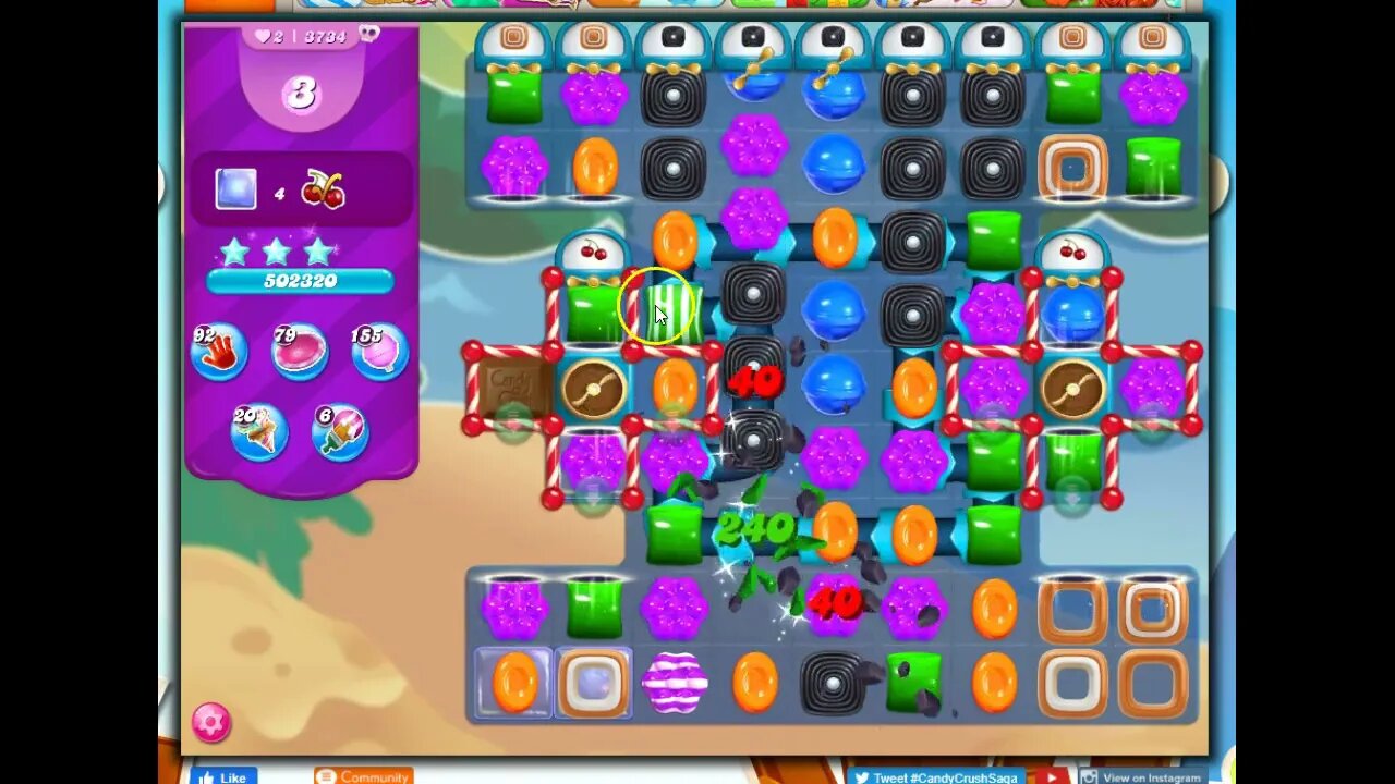 Candy Crush Level 3734 Talkthrough, 23 Moves 0 Boosters