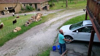 What happens when Daddy gets a hold of the Water hose?