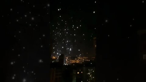 Lighting projectiles or "chandeliers" in Donetsk at this moment.#Donbass#UkraineRussiaWar