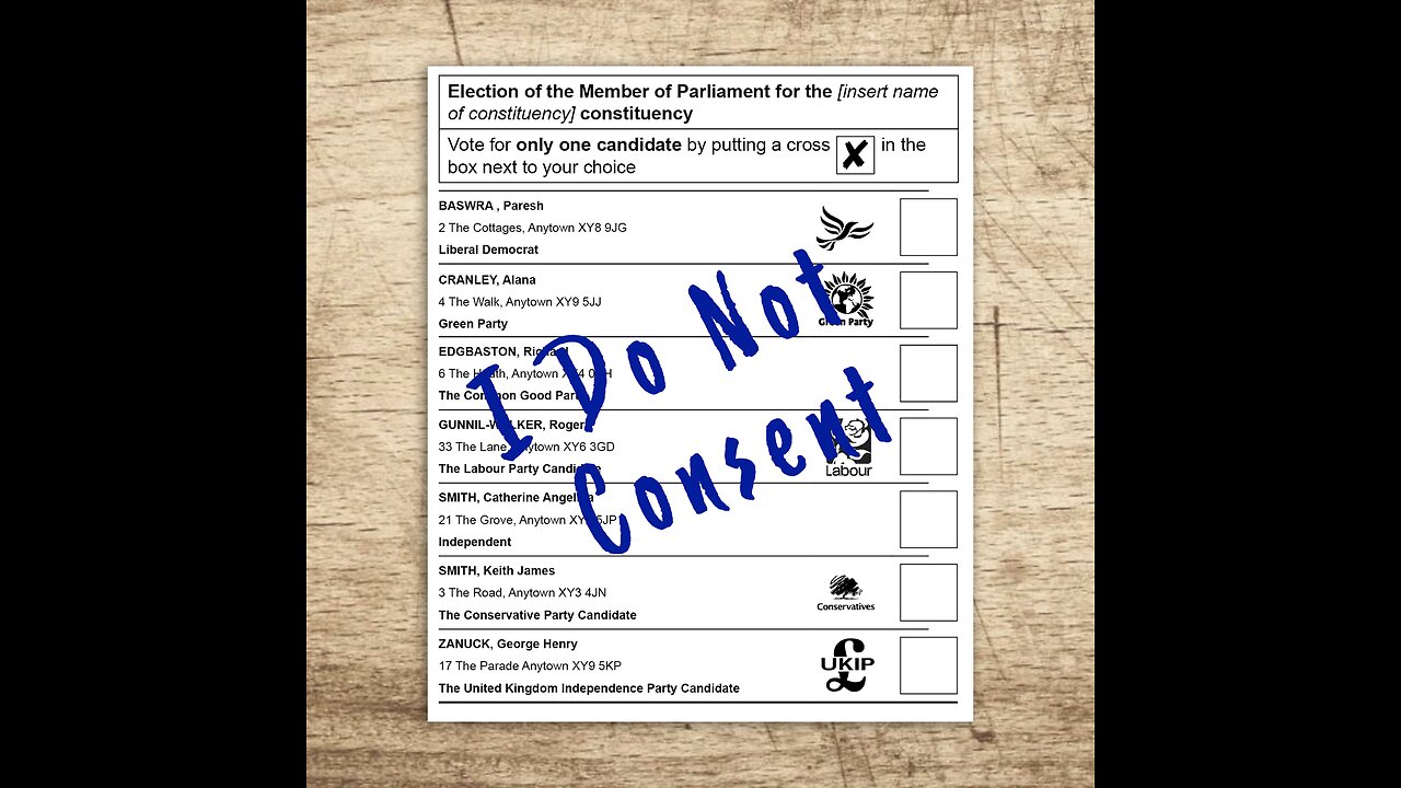 "I DO NOT CONSENT" - on ballot validly issued - is YOUR VOTE.