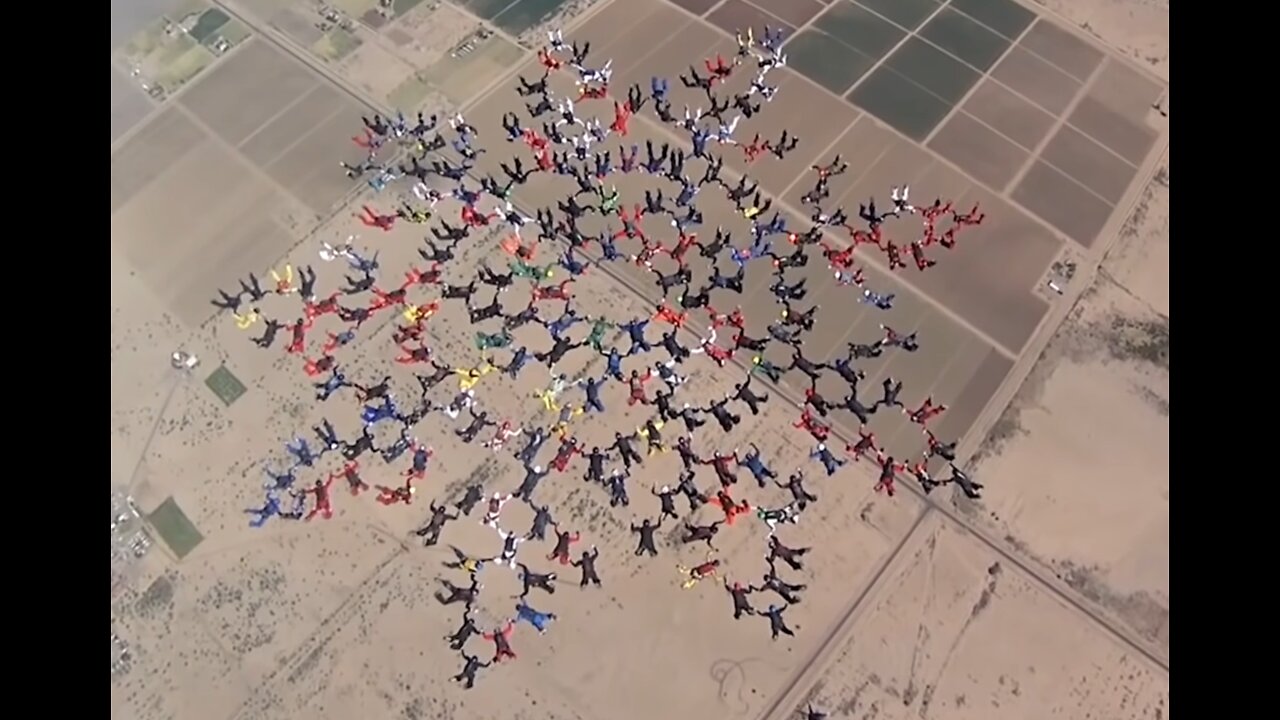 217 People Skydiving At Once