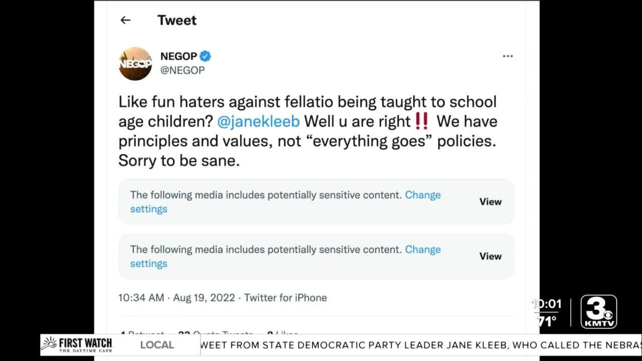 Nebraska Republican Party tweets cartoon depiction of oral sex