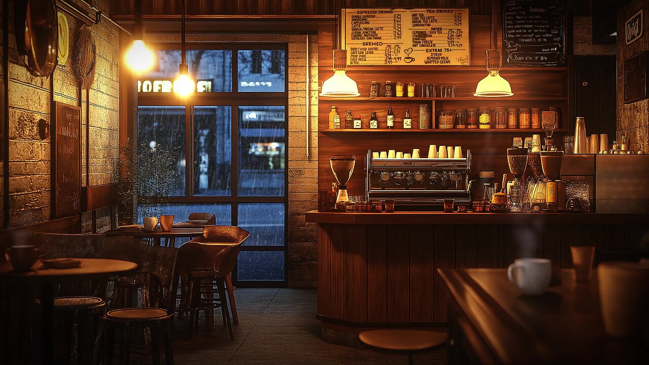 Evening Warmth in a Cozy Café"