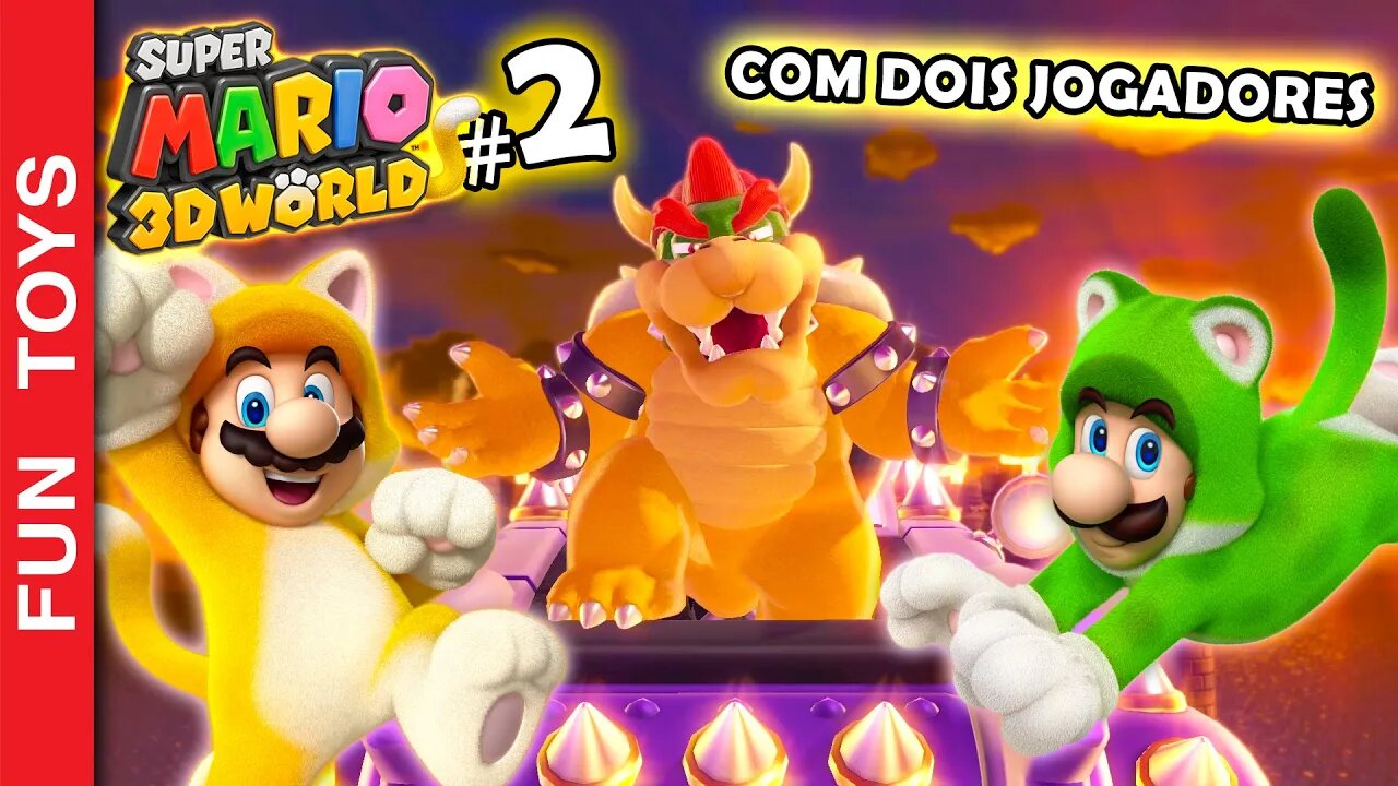 Super Mario 3d World #2 - Jogamos com 2 jogadores e JÁ lutamos com o BOSS do 1º mundo! 🍄🐢