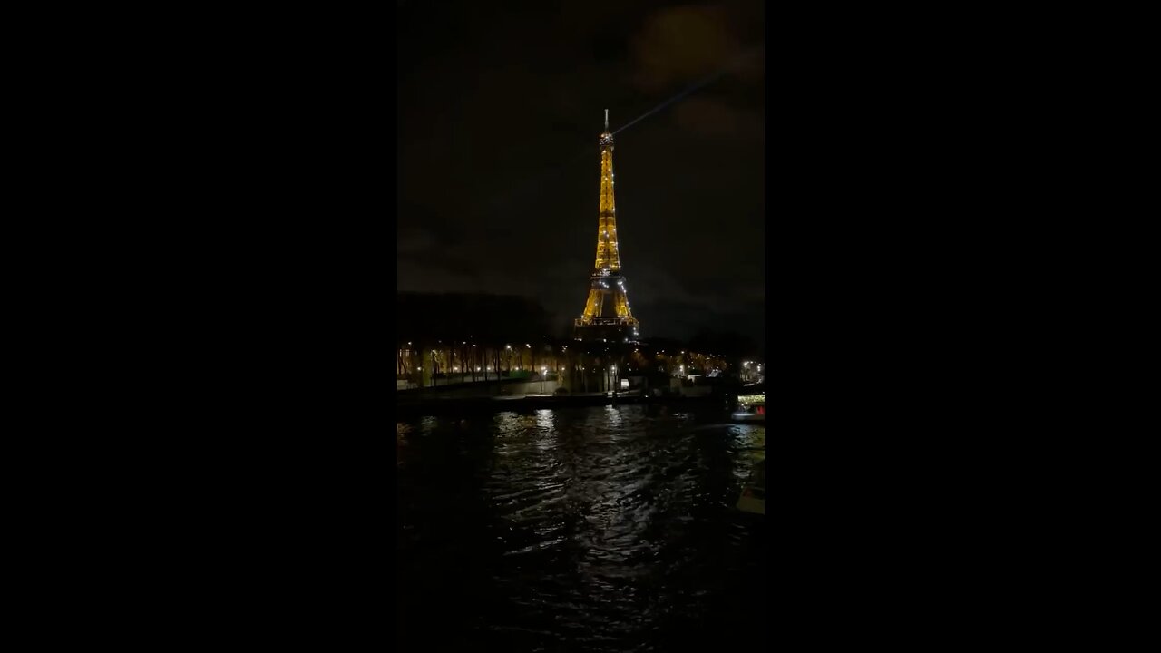 Paris Eiffel Tower lights at night