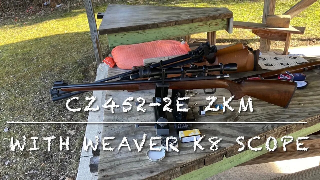 Cz model 452-2E ZKM full stock 22lr bolt action rifle at the range 50 yd test groups