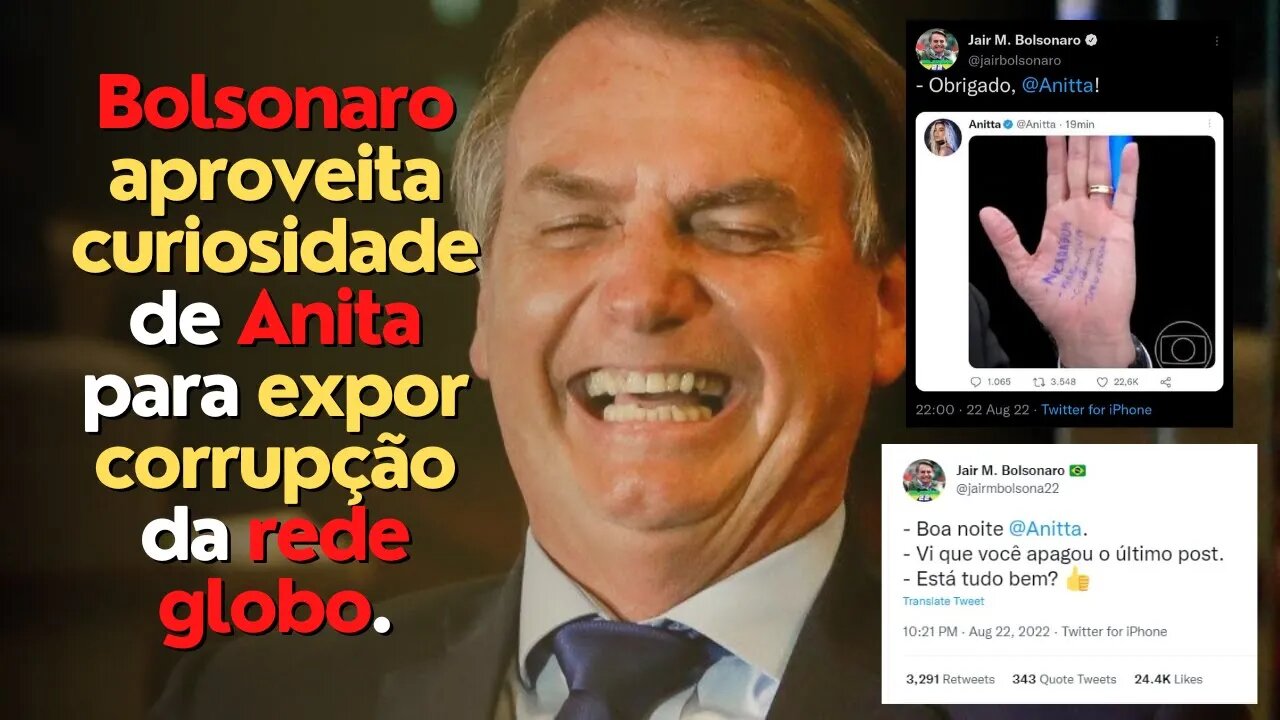 Bolsonaro aproveita curiosidade de Anita para expor corrupção da rede globo.