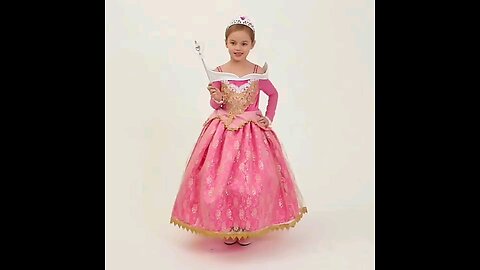 Girls’ Princess Aurora Costume Birthday Party Dress – Long Sleeve Fancy Dress for Parties