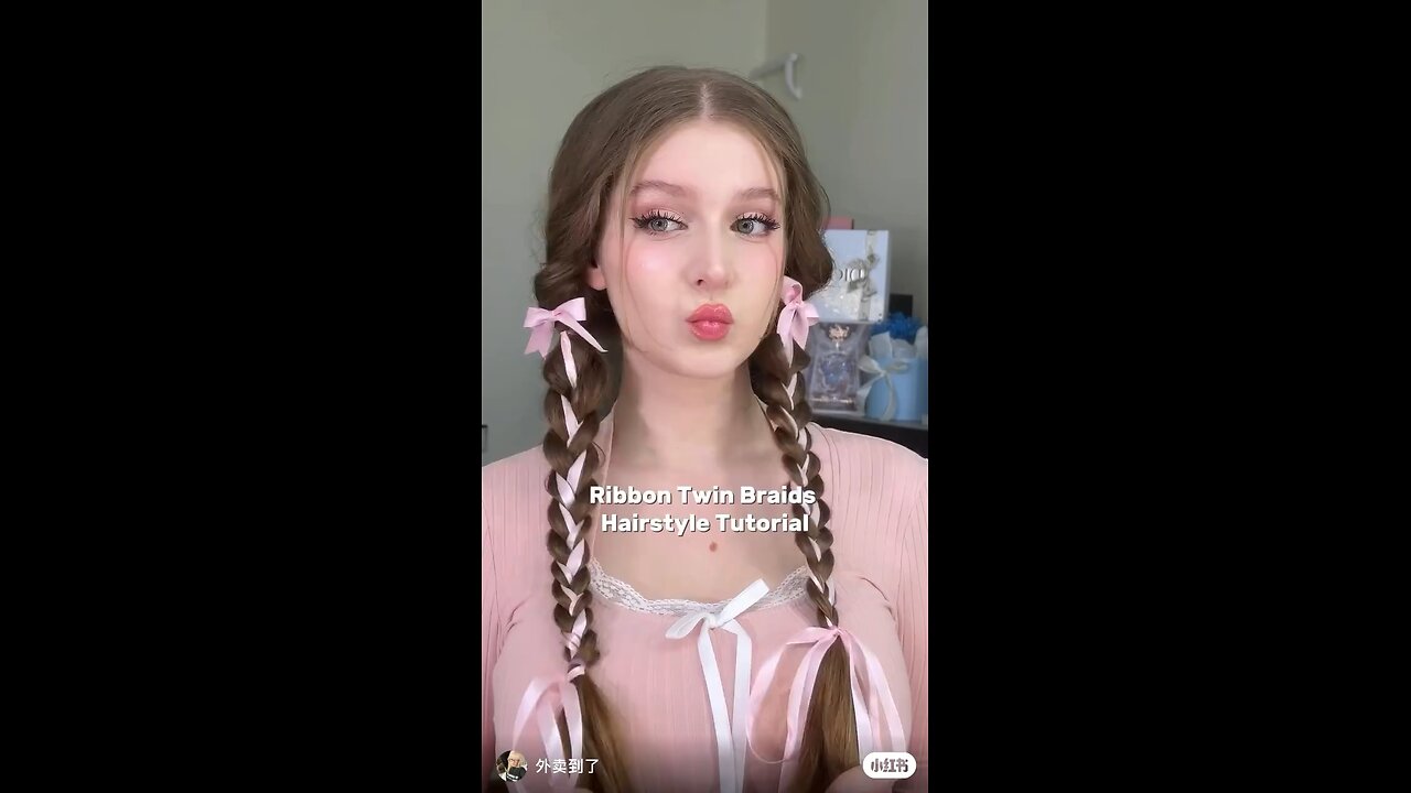 Ribbon twin braids hair tutorial