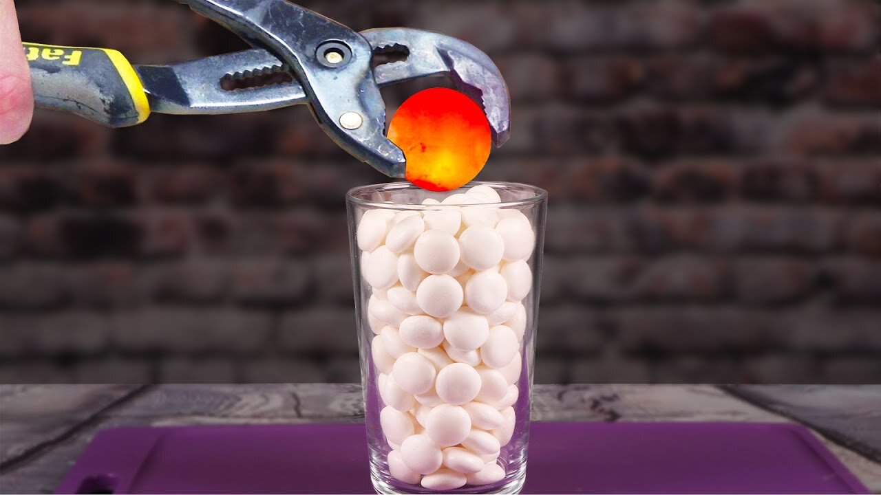 1000 DEGREE METAL BALL VS MENTOS - EXPERIMENT